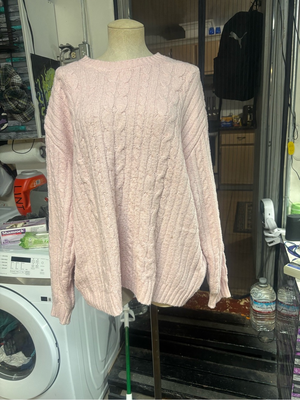 Hollister Pale Pink Cable Knit Crewneck Sweater